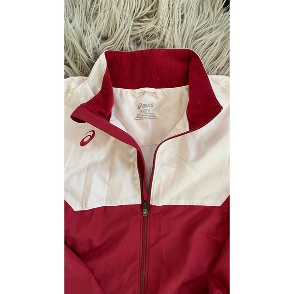 Lightweight ASICS jacket Mens Medium Dark Red/White - Picture 3 of 3